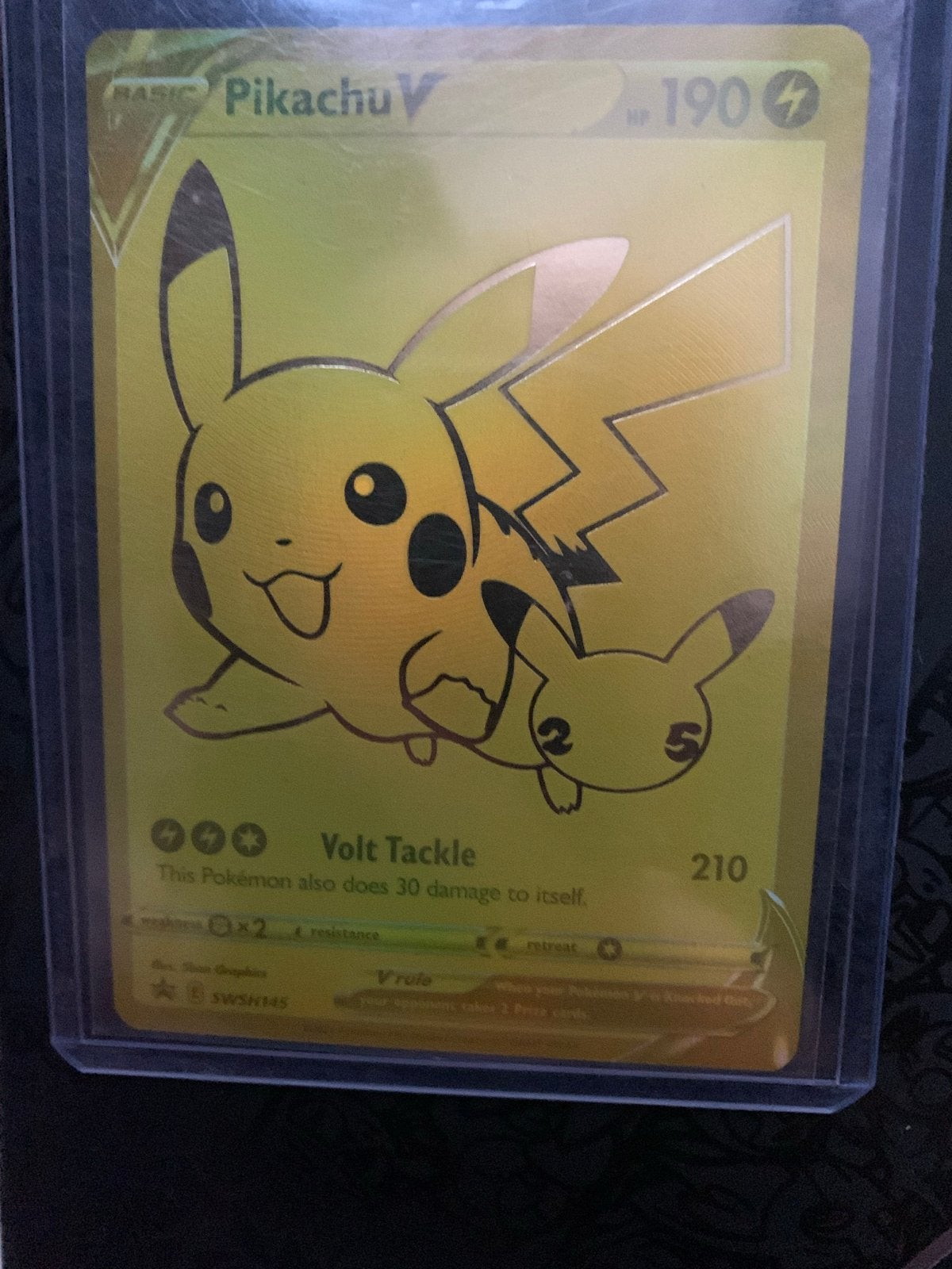 Pokémon Kaart Pikachu V - Gouden Editie, Ophalen, Zo goed als nieuw, Losse kaart, Foil