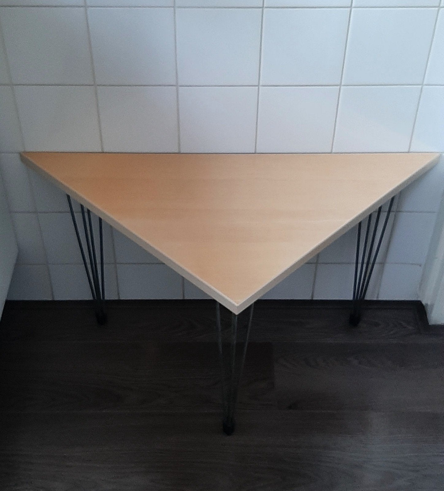 Pin-Age Hairpin Deens design bijzettafel jaren 80, Ophalen, Minder dan 55 cm, Gebruikt, Rechthoekig