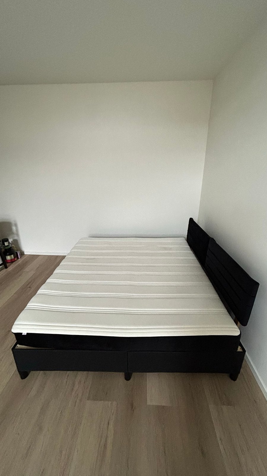 Zwart tweepersoonsbed met lattenbodem en matras, Ophalen, Zwart, Tweepersoons, Zo goed als nieuw