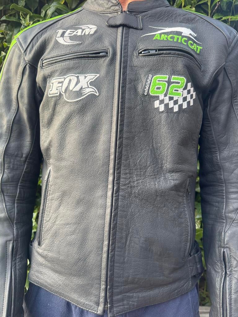 Zwart leren motor of quad jas met protectie, Ophalen of Verzenden, Tweedehands, Heren, Jas | leer