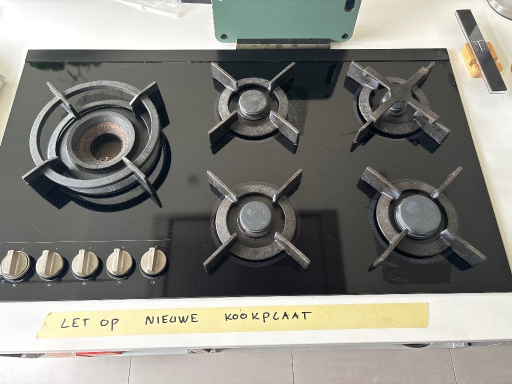 5 pits Gaskookplaat (inbouw) Atag, Ophalen, Gebruikt, Zwart, 50 tot 100 cm