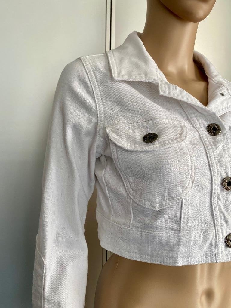J192 Eksept maat M=38 kort wit spijkerjasje jeans jasje wit, Maat 38/40 (M), Wit, Ophalen of Verzenden, Zo goed als nieuw