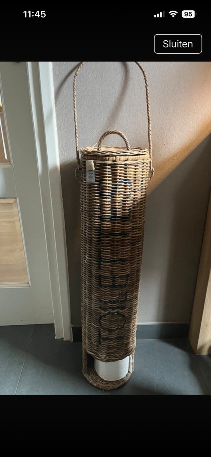 Rotan toiletrolhouder / opberger, Verzenden, Gebruikt, Bruin, Toilet-accessoire