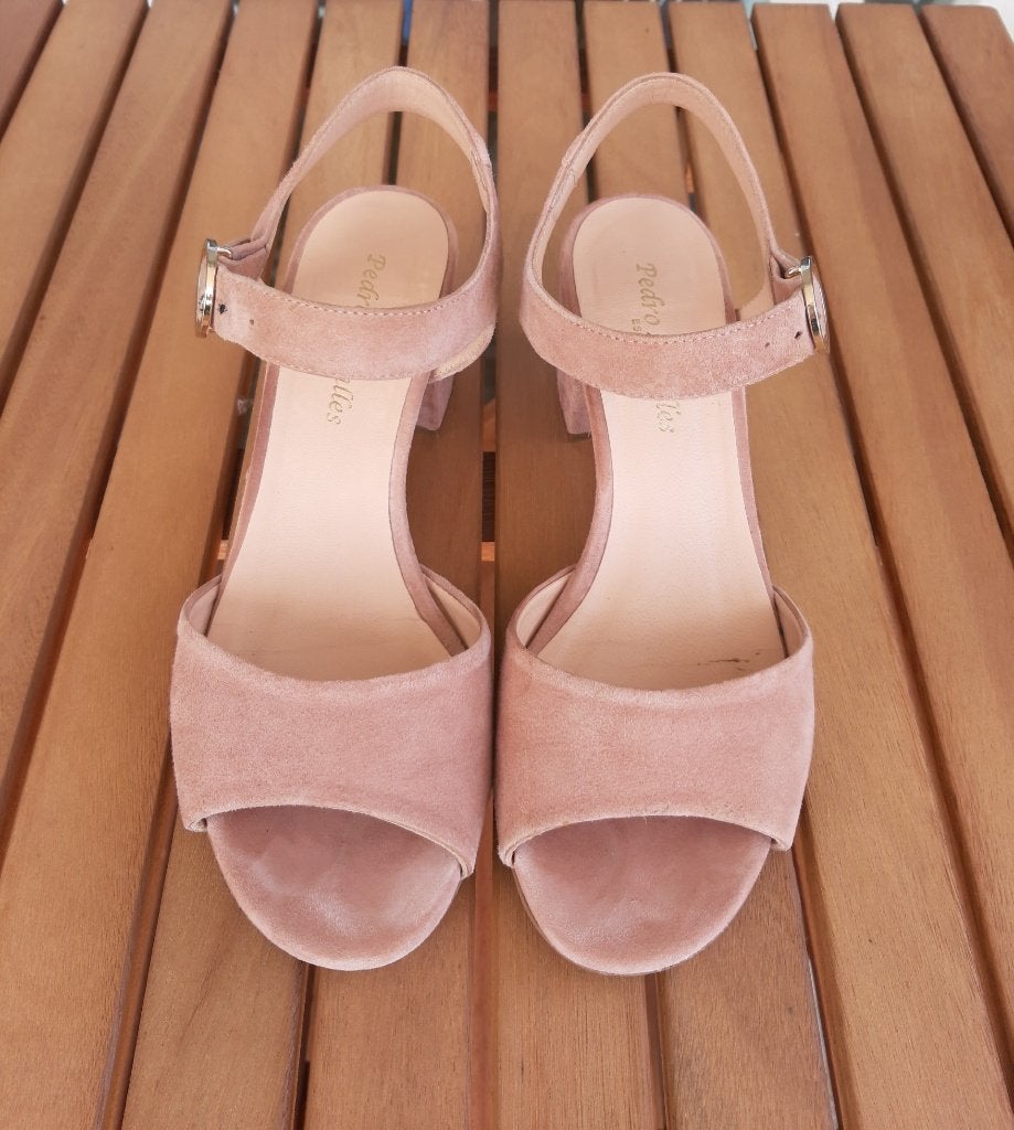 Pedro Miralles roze leren sandalen met blokhak maat 38, Pedro Miralles, Zo goed als nieuw, Roze, Sandalen of Muiltjes