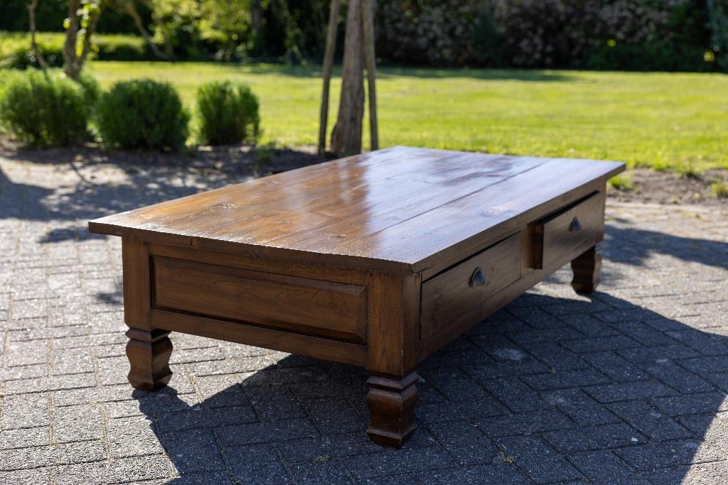 Massieve koloniale salontafel hout, Huis en Inrichting, Tafels | Salontafels, Ophalen, Gebruikt, 100 tot 150 cm, 50 tot 100 cm
