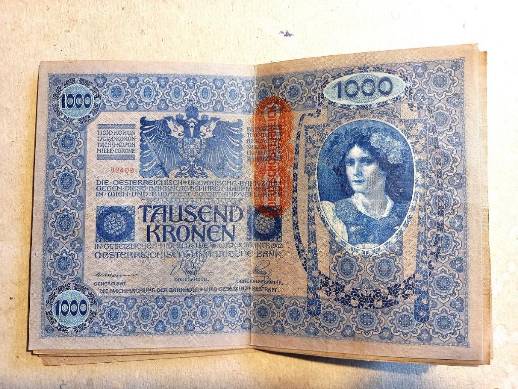 1000 Kronen biljetten Oostenrijk 1902, Ophalen of Verzenden, Oostenrijk, Setje