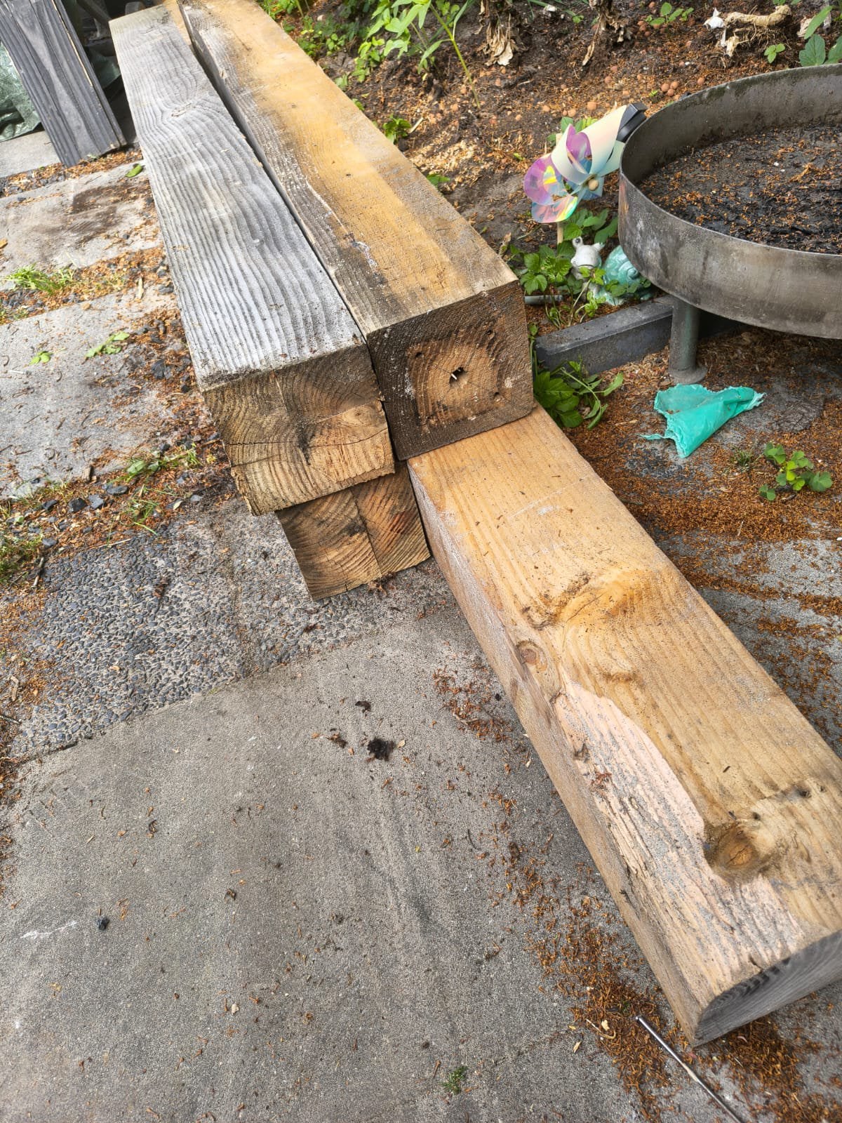 4x douglas balken, Ophalen, Gebruikt, 250 cm of meer, Balken