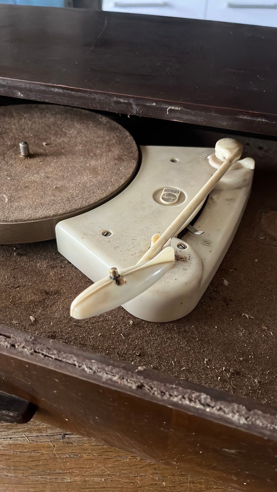 Zeldzame Philips HX303A onderzetgrammofoon (1950), Ophalen of Verzenden, Niet werkend, Platenspeler, Philips
