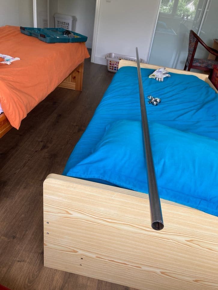 Gordijnroede van rvs, 333cm lang, Ophalen, Zo goed als nieuw