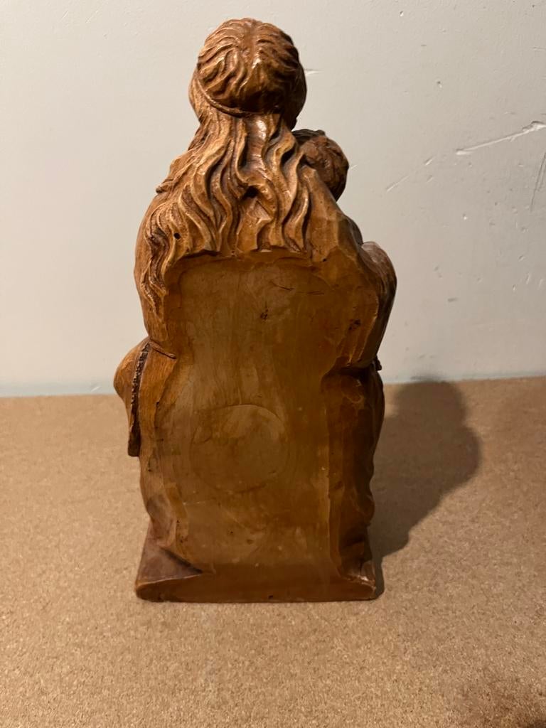 Houten Beeldje Madonna met Kind - Sedes Sapientiae, Antiek en Kunst, Antiek | Religie, Ophalen of Verzenden