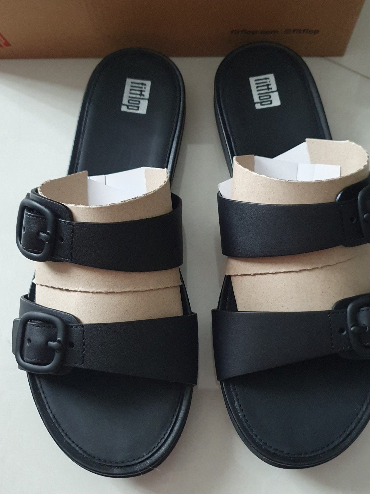 Nieuwe Fitflop Comfortabele Leren Slippers Maat 39, Slippers, Zwart, Nieuw, Ophalen of Verzenden