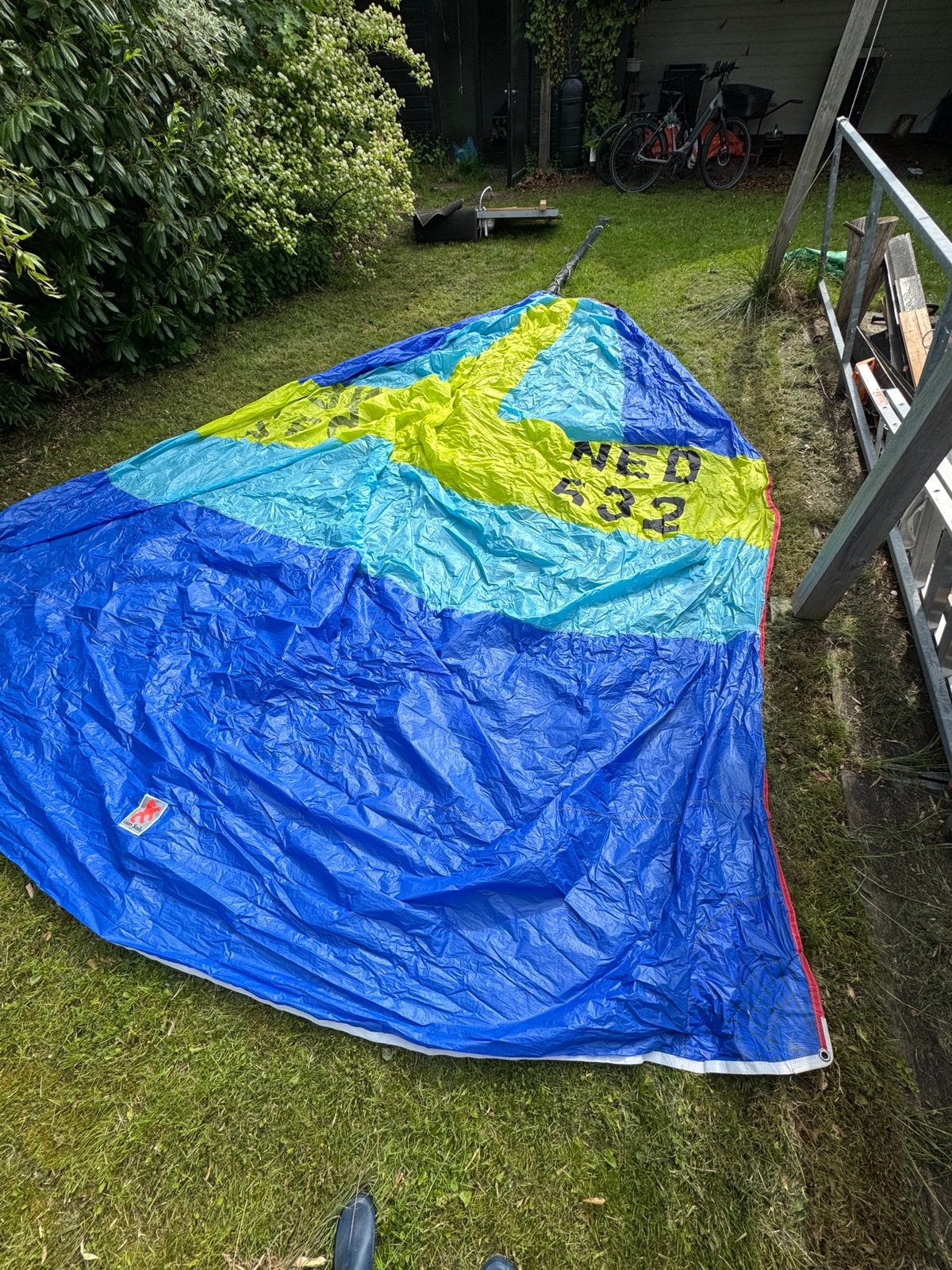 Spinnaker en spinnakerboom te koop, Ophalen of Verzenden, Zo goed als nieuw, Spinnaker, 60 m² of meer