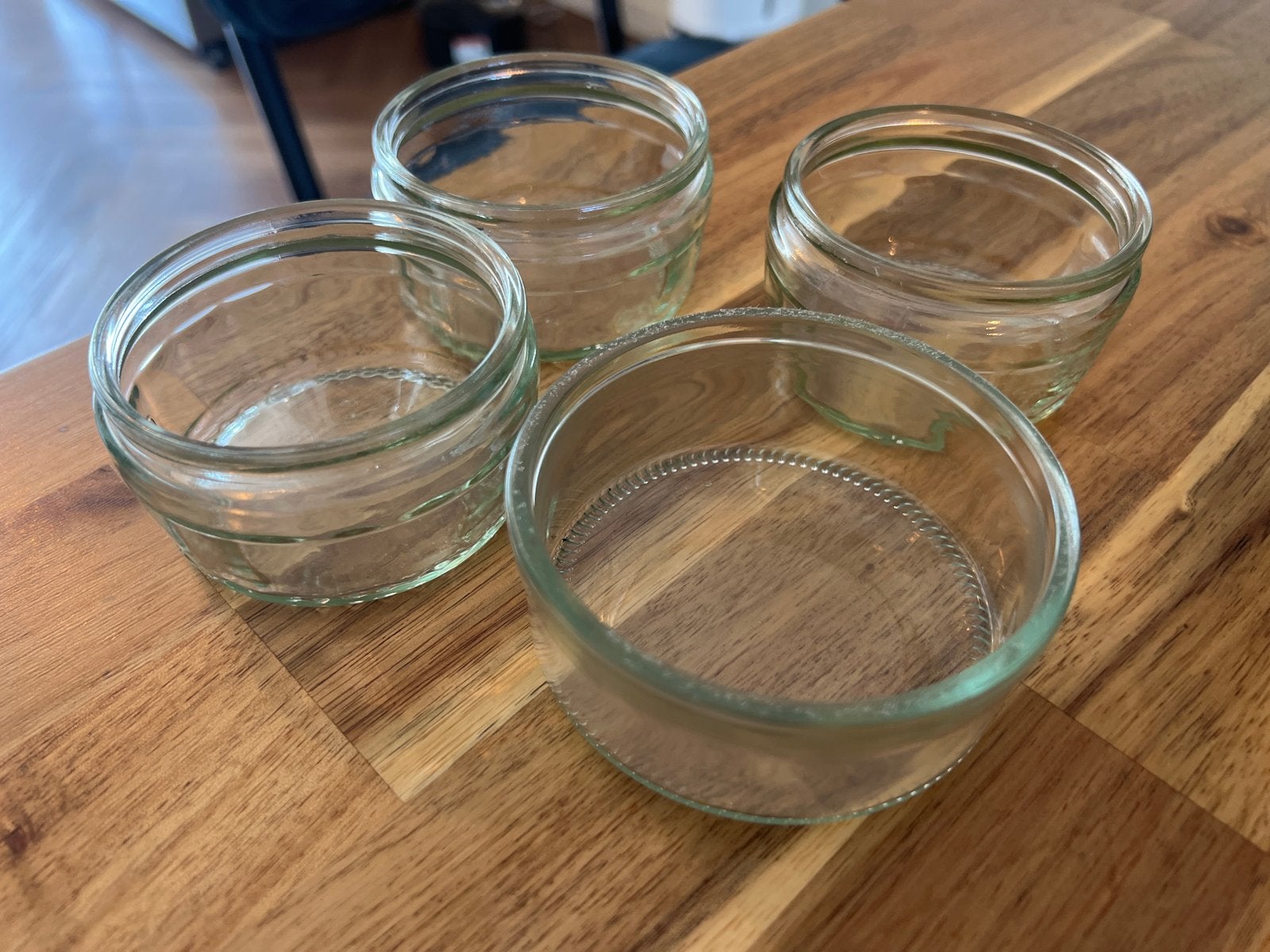 Set van 4 glazen schaaltjes/potjes, Schaal, Rond, Ophalen of Verzenden, Glas