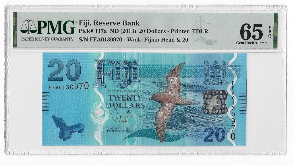 Fiji Islands 20 Dollars 2012 Unc PMG 65 EPQ, Ophalen of Verzenden, Los biljet