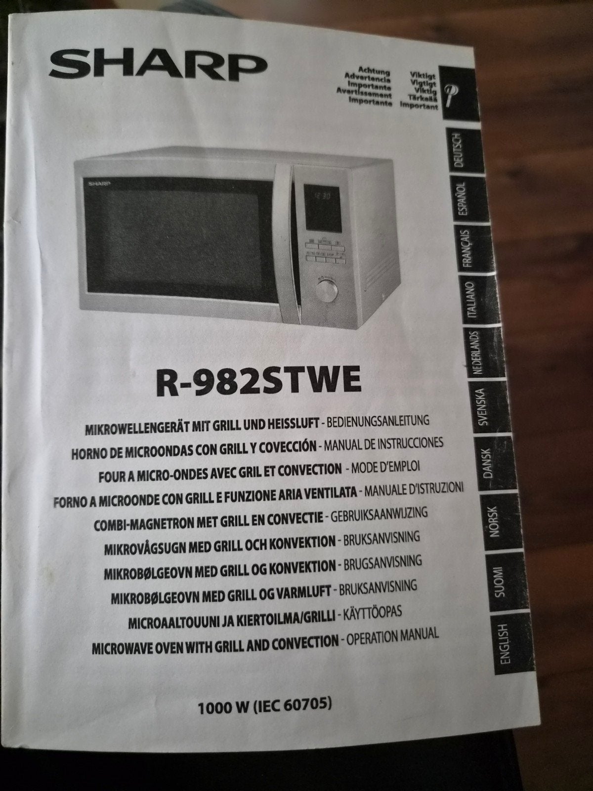 Sharp R-982STWE Combimagnetron met Grill en Hete Lucht, Ophalen, Combimagnetron, Gebruikt, Draaiplateau