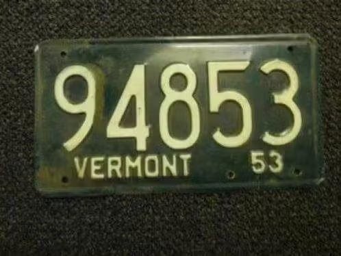Kentekenplaat licenseplate Vermont 1953 USA, Verzenden, Gebruikt, Auto's