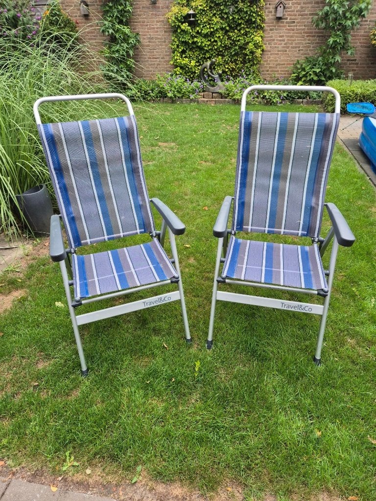 TWEE TRAVEL &  CO  LICHTGEWICHT  CAMPINGSTOELEN, Ophalen, Zo goed als nieuw, Campingstoel