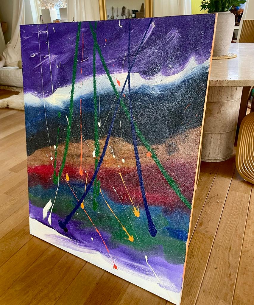 Vintage schilderij in Space Age., Ophalen of Verzenden