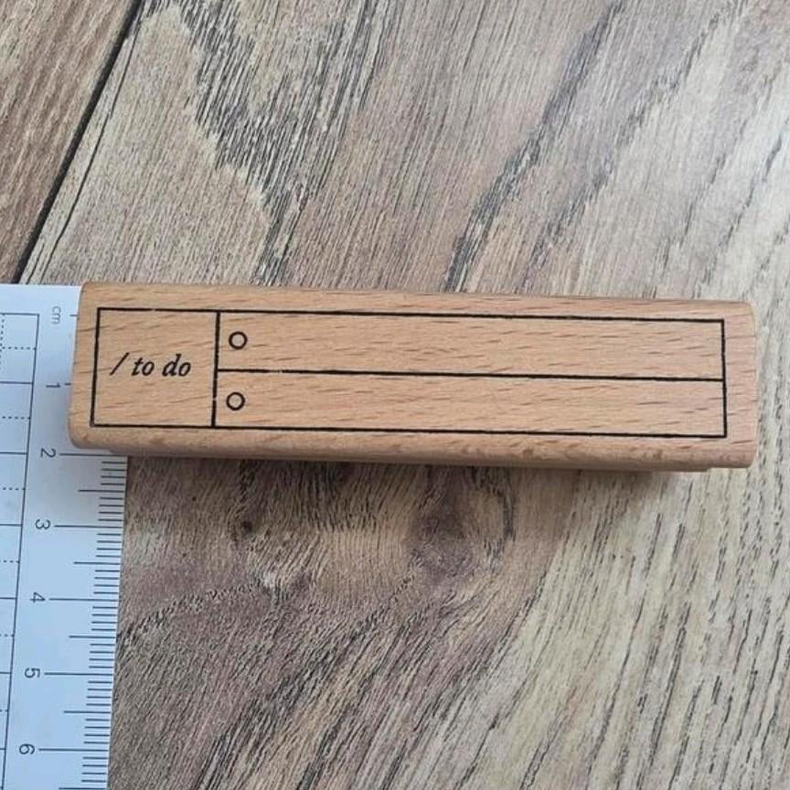 Houten label stempel,  to do, Verzenden, Zo goed als nieuw, Houten stempel
