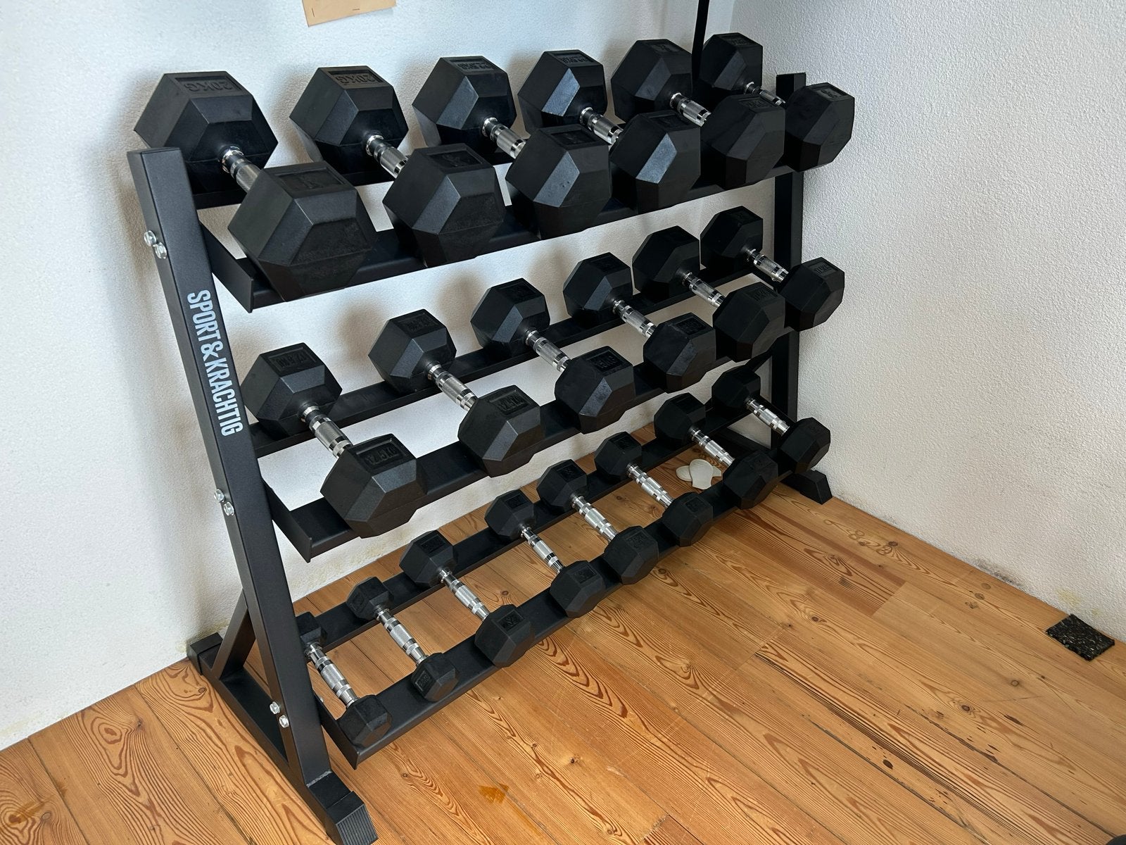 Dumbbellset 2,5-25 kg met rek - Zo goed als nieuw, Ophalen, Zo goed als nieuw, Armen, Halterset