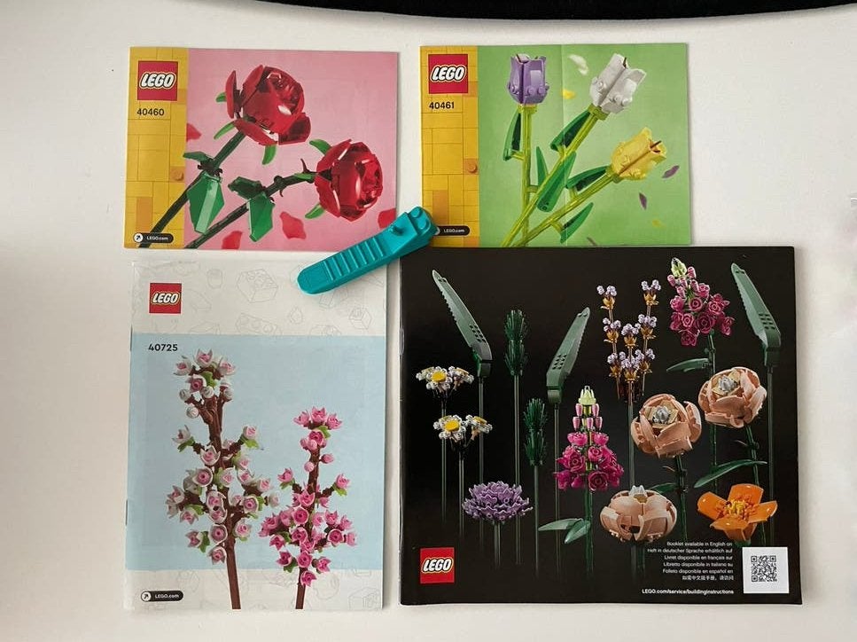 In één koop 4 sets Lego bloemen:40460,40461,40725,10280, Ophalen of Verzenden, Gebruikt, Lego