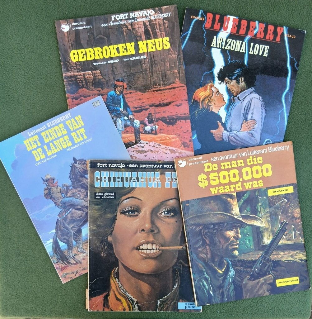Luitenant Blueberry, 5 albums, 1e druk, Boeken, Gelezen, Charlier, Jean-Michel (Charvick), Ophalen of Verzenden, Meerdere stripboeken