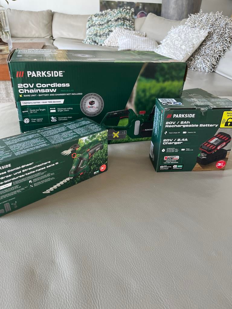 Parkside Accu Kettingzaag & Heggenschaar 20V 2Ah Nieuw, Ophalen of Verzenden, Nieuw