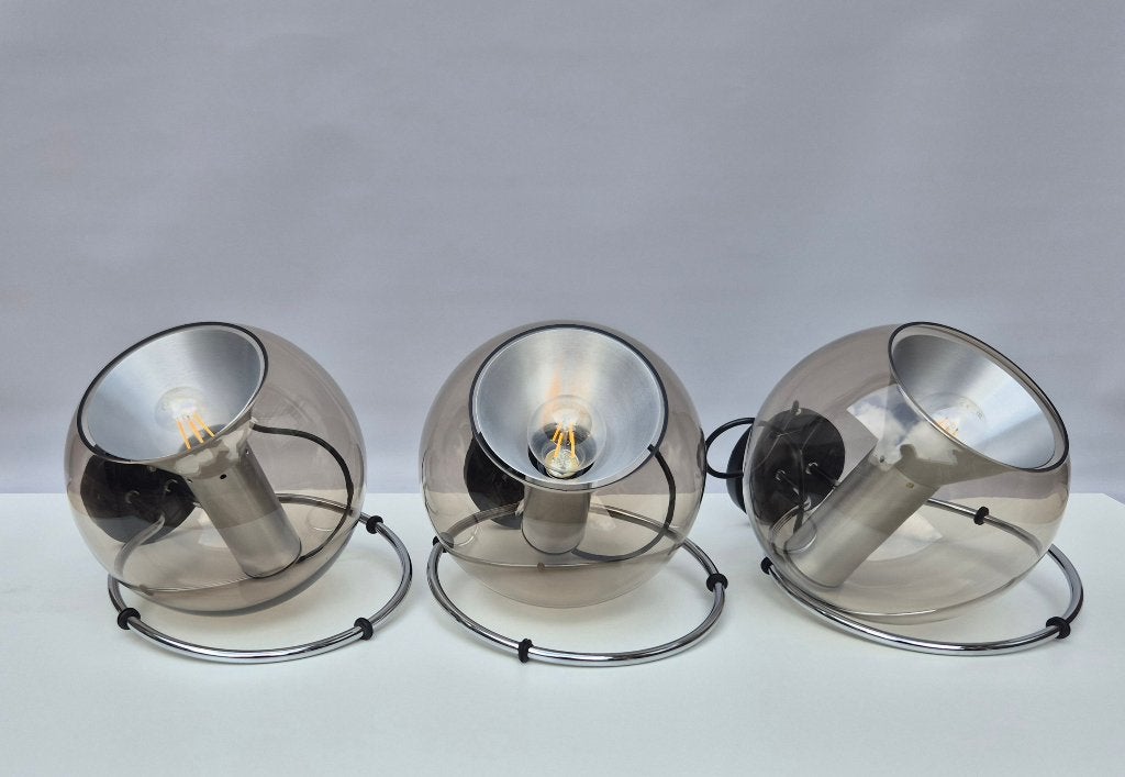 Set wandlampen - RAAK | F.Ligtelijn | 3 globes - Jaren 60, -, -, Overige typen, Zo goed als nieuw