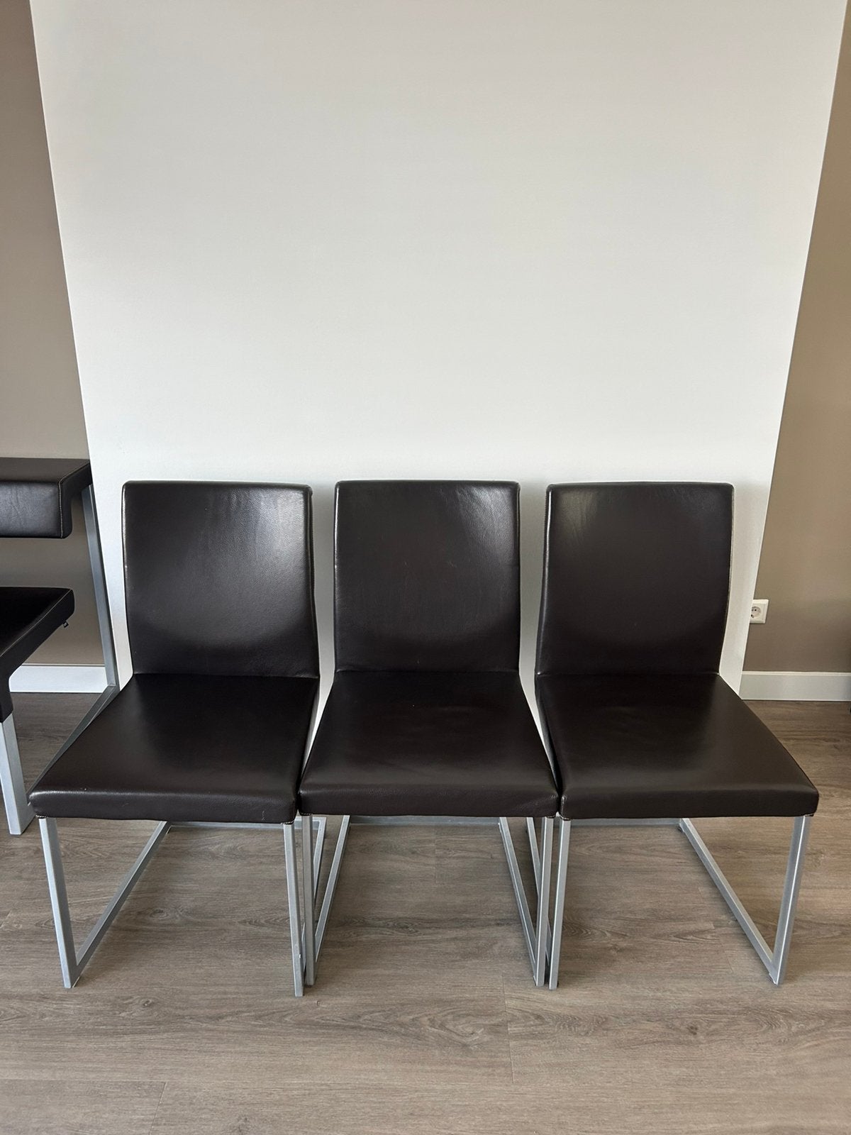 Leren eettafelstoelen, Huis en Inrichting, Stoelen, Ophalen, Design, Leer, Zo goed als nieuw