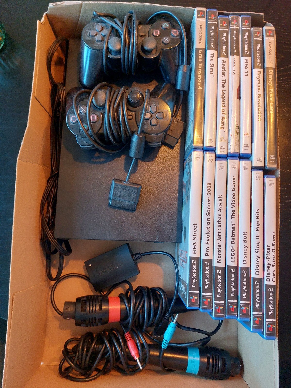 PlayStation 2 (PS2) met 2 controllers, microfoons en games (m2457027986 ...