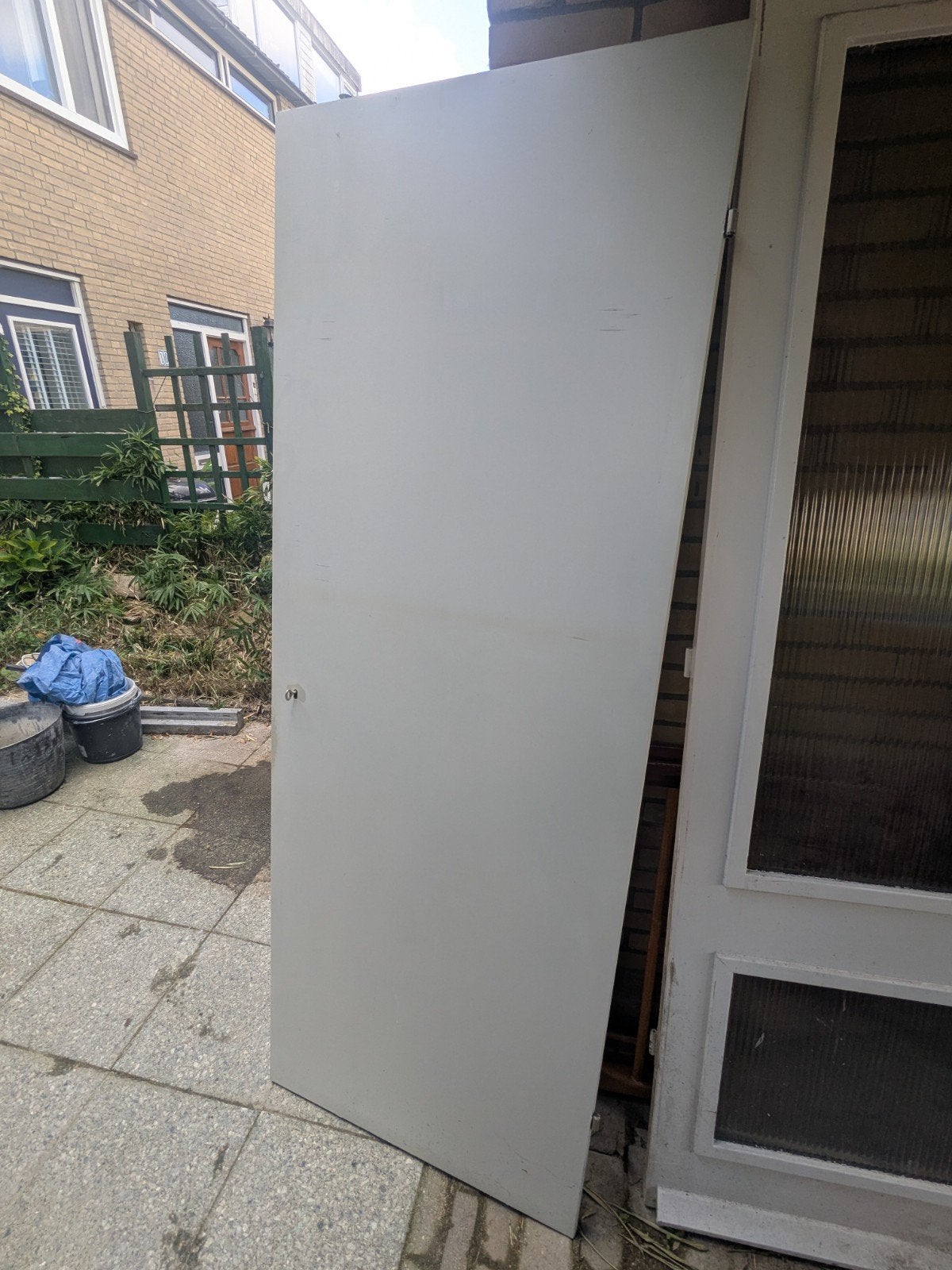 opdekdeur, linksdraaiend, 201.5 x 83, inc. dagslot, Ophalen, Gebruikt, Hout, 20 tot 50 mm