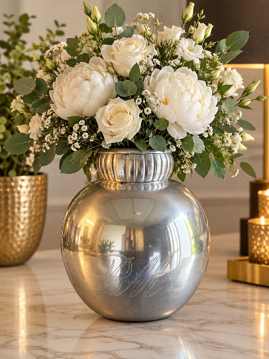 Rivièra Maison RM Classic Vase – Large – Zilverkleurig, 28 cm, Overige materialen, Gebruikt, Handgemaakt