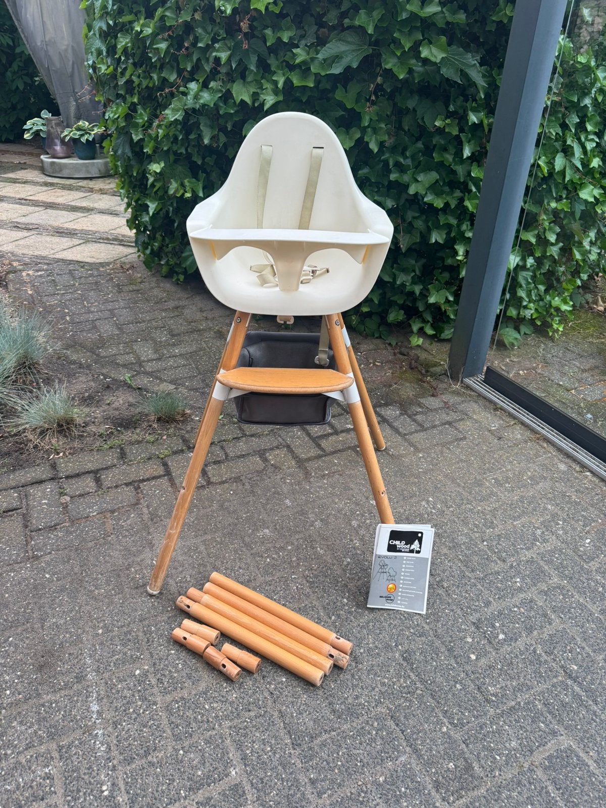 Childhome Evolu 2 kinderstoel incl lange potenset, Kinderen en Baby's, Kinderstoelen, Gebruikt, Meegroeistoel, Afneembaar eetblad