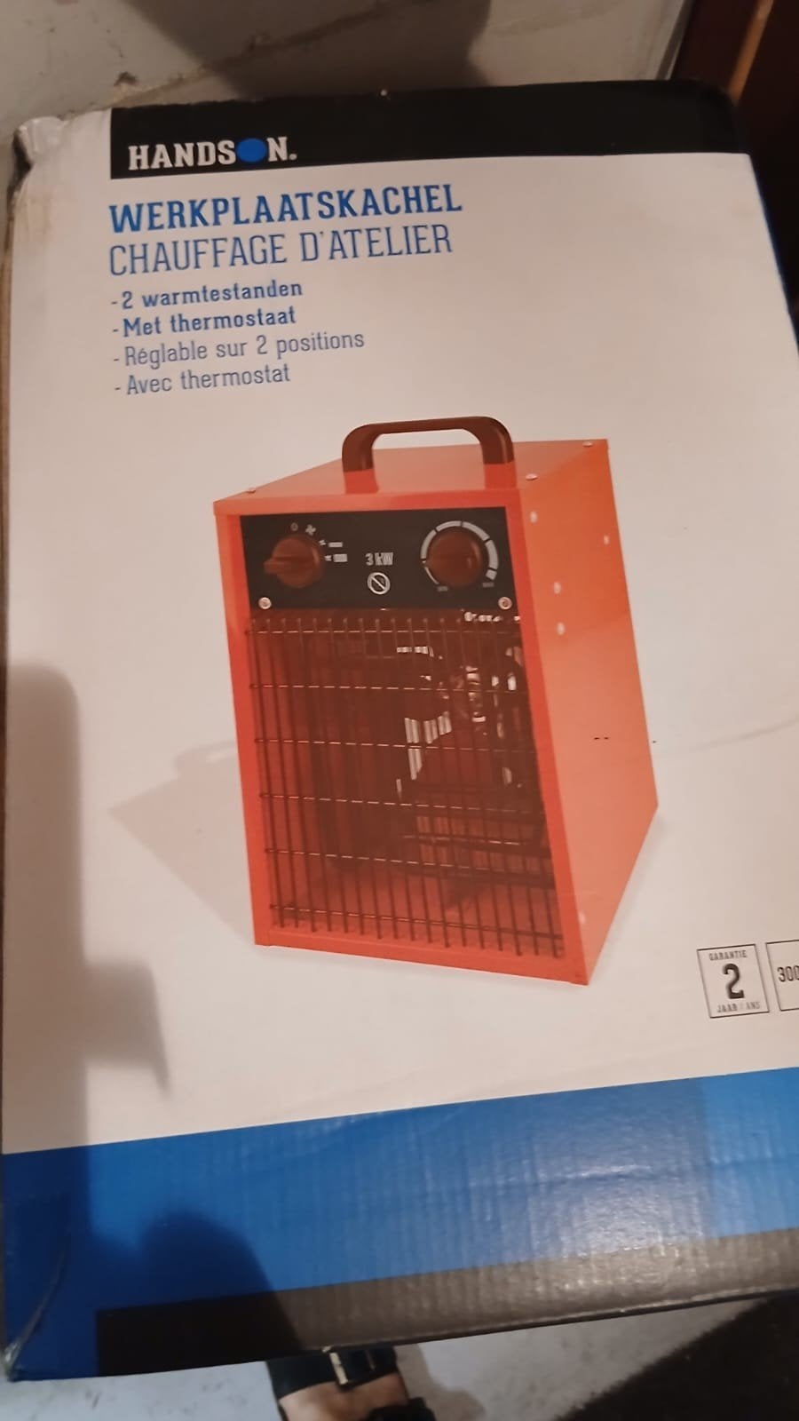 Handson Werkplaatskachel 3kW met thermostaat, Ophalen, Nieuw, 800 watt of meer, Kachel