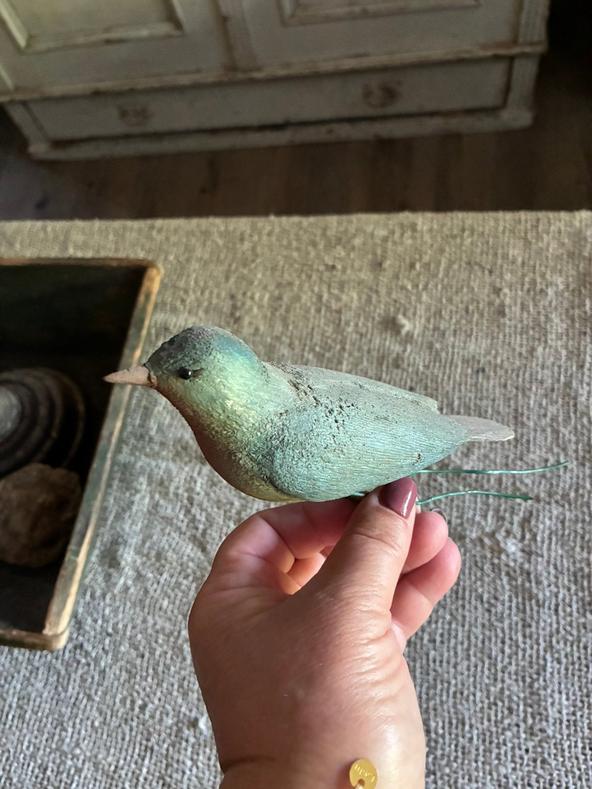 Oud houten vogeltje, Antiek en Kunst, Ophalen of Verzenden