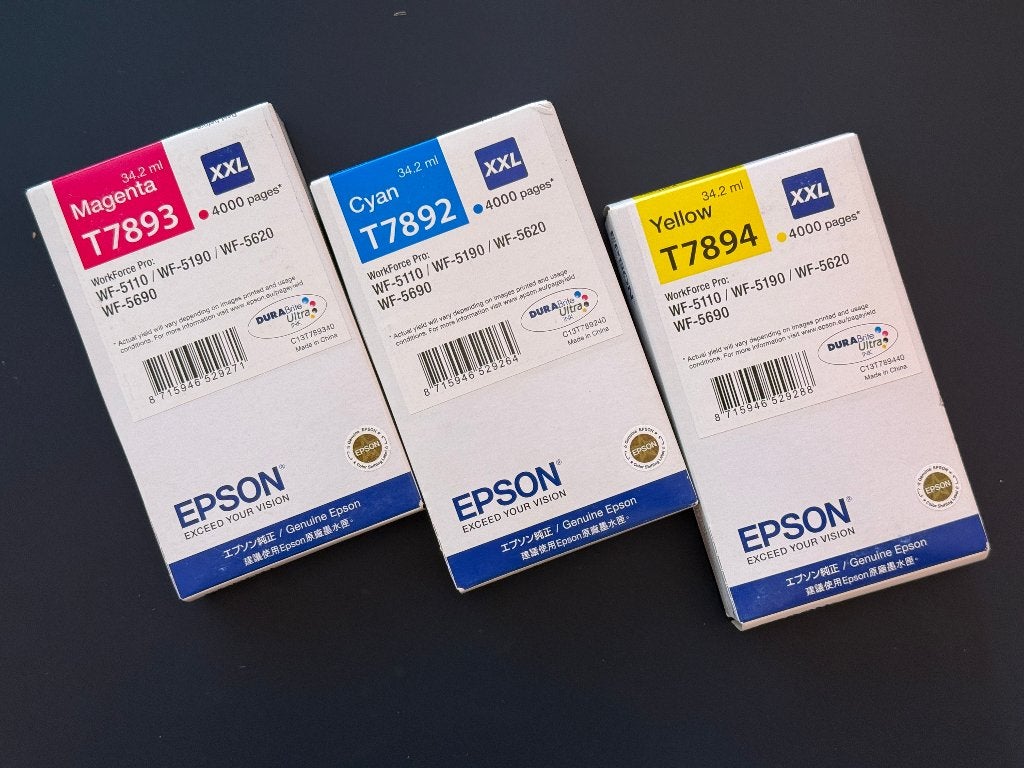 Epson inkjet inkt T7892 T7893 en T7894, Ophalen, Nieuw, Cartridge, Epson origineel