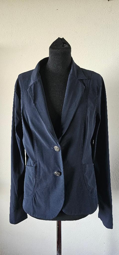 Blauwe travelstof blazer Jane Lushka maat L, Blauw, Maat 42/44 (L), Ophalen of Verzenden, Jane Lushka