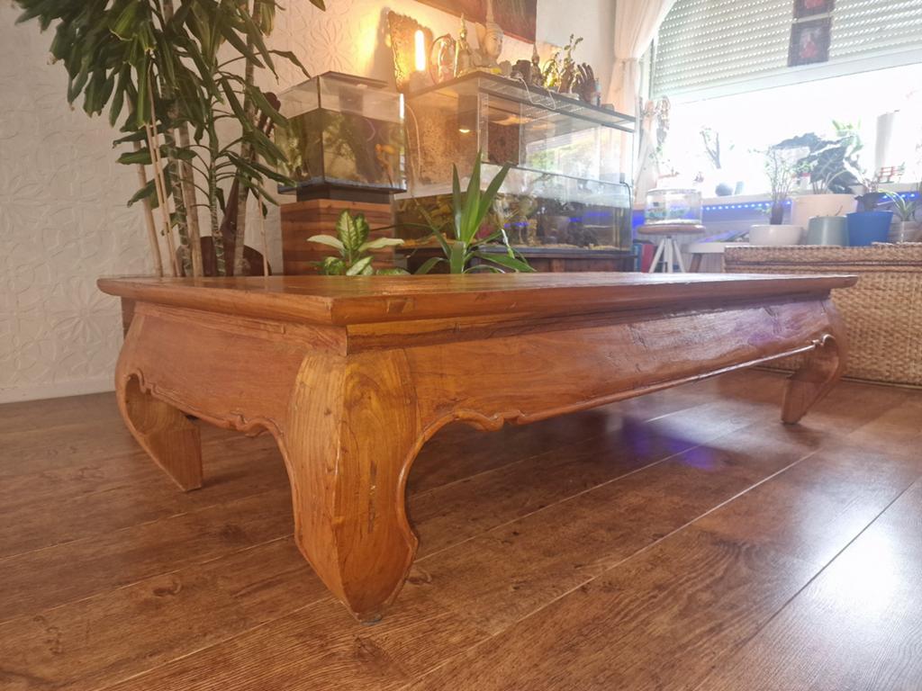 Groot Salontafel echt hout uit Indonesië, 100 tot 150 cm, Minder dan 50 cm, Rechthoekig, 50 tot 100 cm