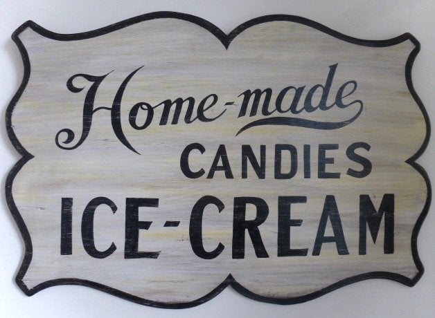 Groot houten paneel / bord / ijssalon / Homemade Ice Cream, Reclamebord, Ophalen of Verzenden, Zo goed als nieuw, B6
