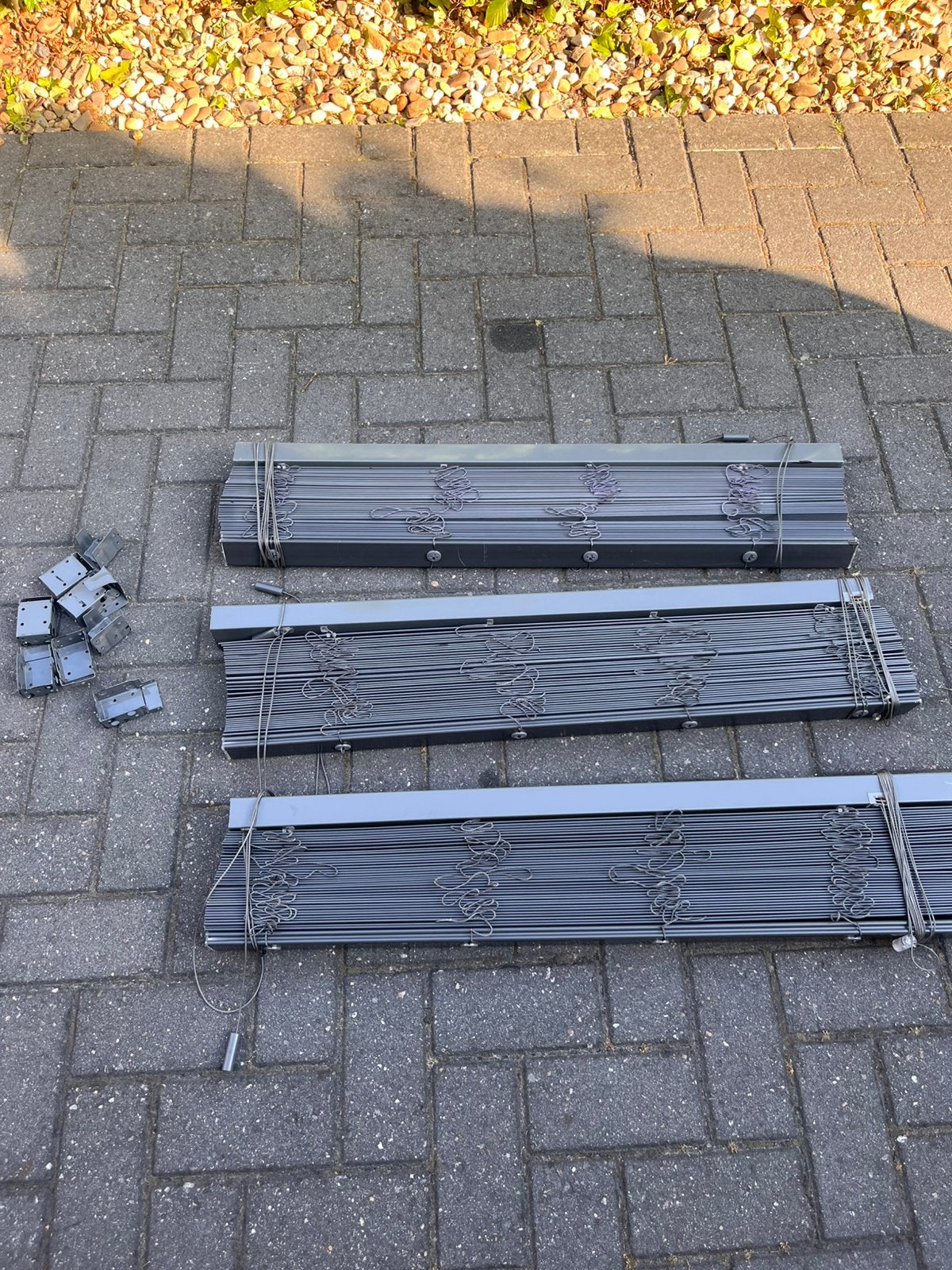 Lamellen grijs 3x met bevestigings stukjes, Ophalen, Zo goed als nieuw, 150 cm, Grijs