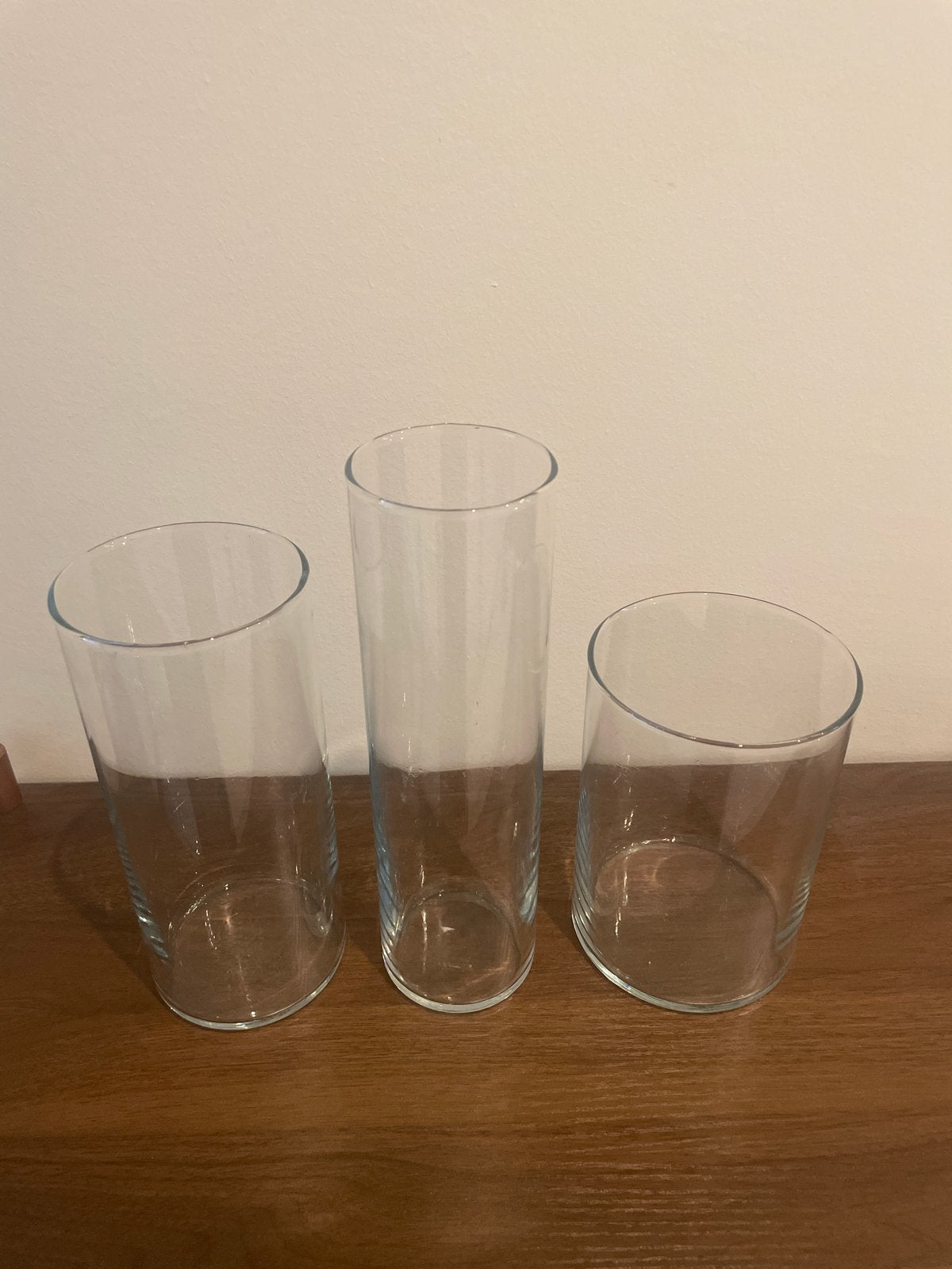 Ikea vazen set - 3 glazen vazen, Overige kleuren, Ophalen of Verzenden, Minder dan 50 cm, Glas