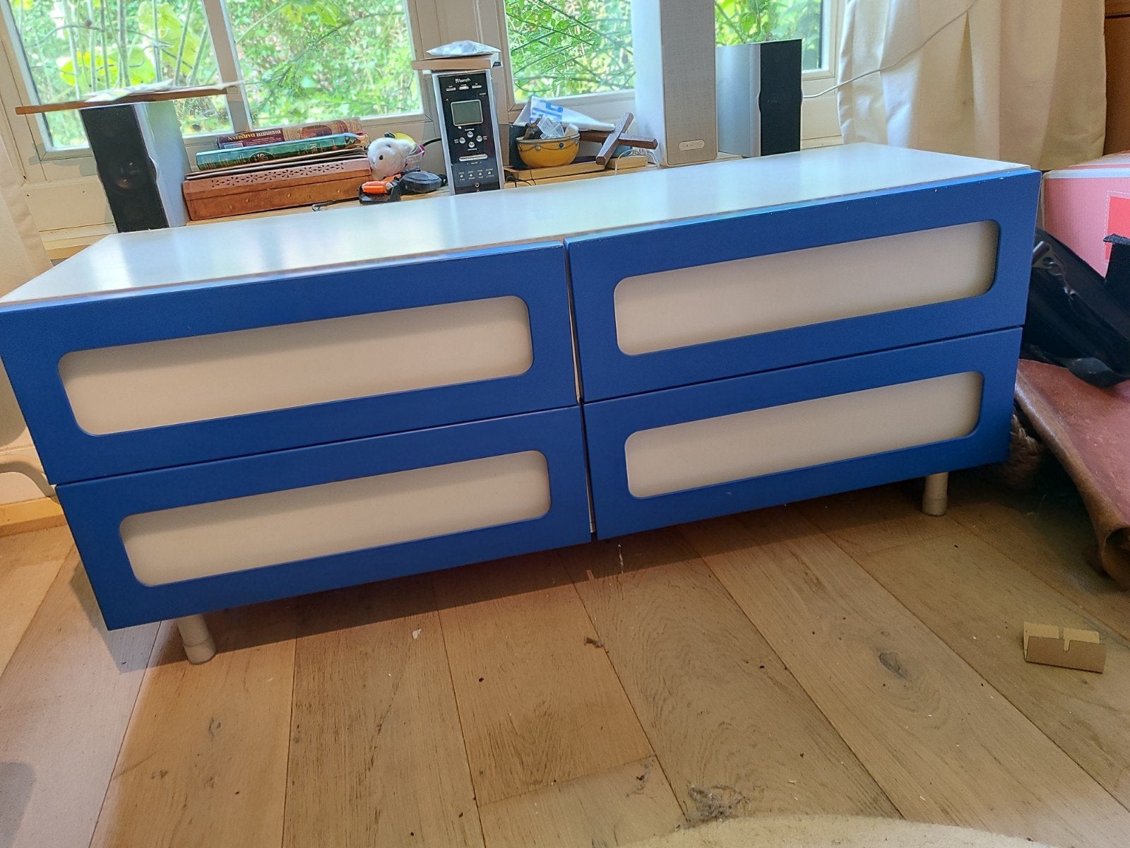 Blauwe ladekast met 4 lades - 120x50x43cm, Huis en Inrichting, Ophalen