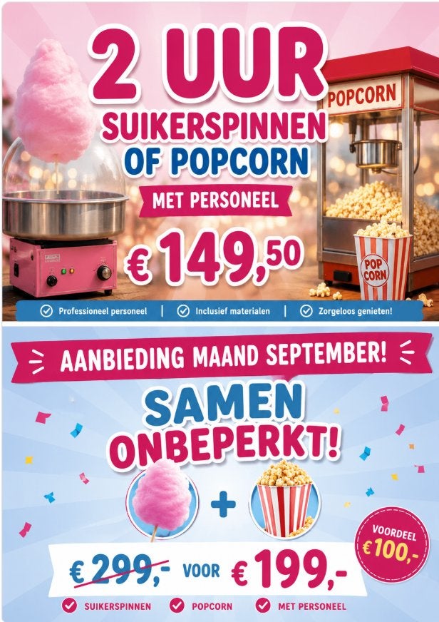 Suikerspin of Popcorn, Hobby en Vrije tijd, Ophalen of Verzenden, Nieuw