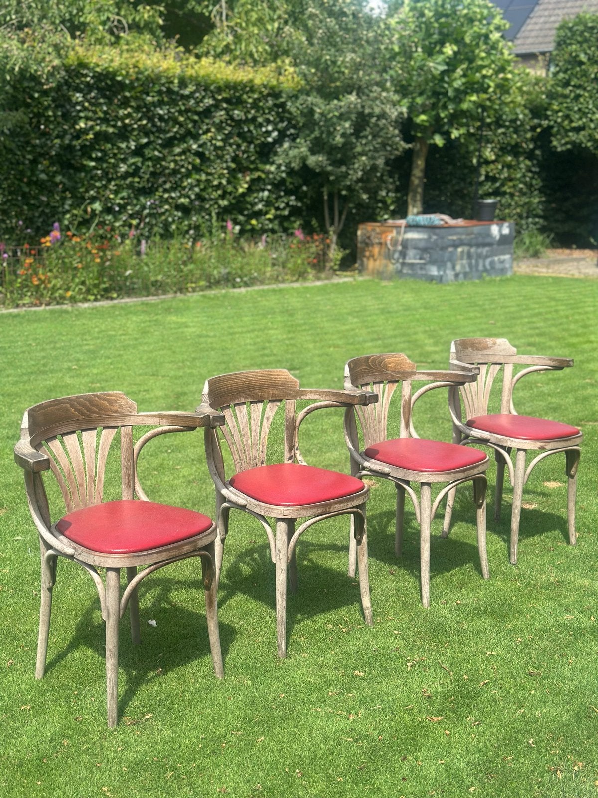 Set van 4 Thonet stoelen met armleuningen, Ophalen