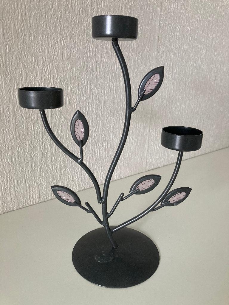 3 Armige Tin-look kandelaar voor waxine lichtjes, Ophalen, Nieuw, Metaal, Grijs