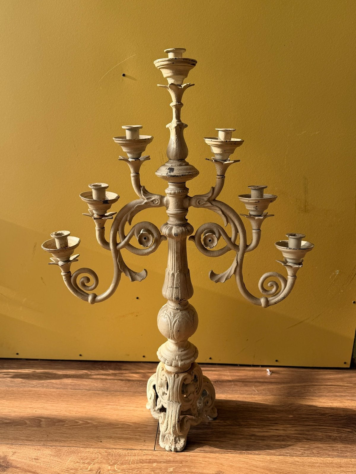 Brocante grote gietijzeren kandelaar 80cm, Ophalen, Overige materialen