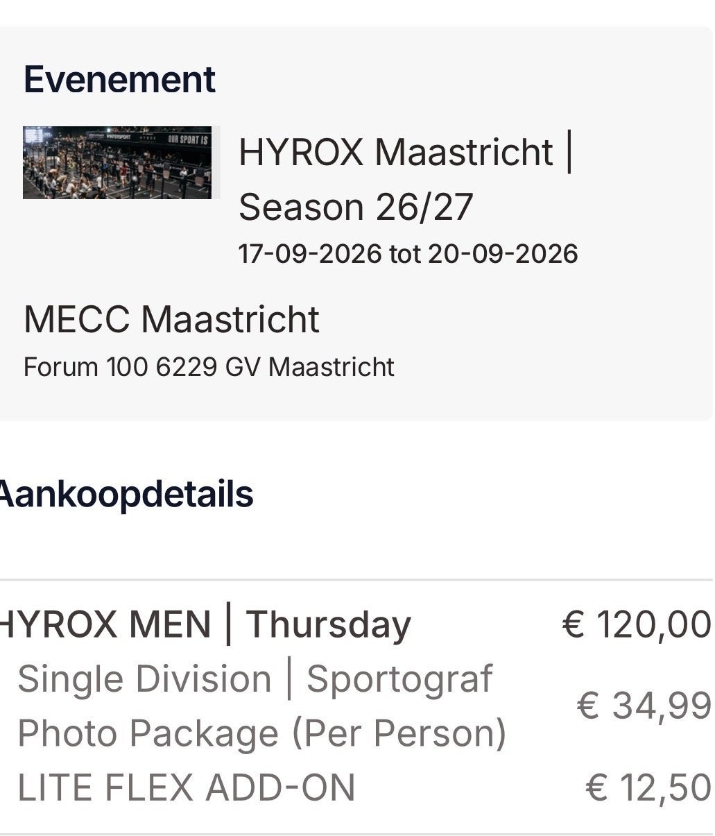 HYROX MEN | Donderdag 17 september | Maastricht