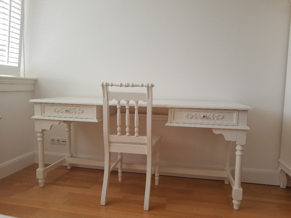 Opsetims romantisch houten wit meisjes bureau buro180x80x60, Ophalen, Zo goed als nieuw, Tafel