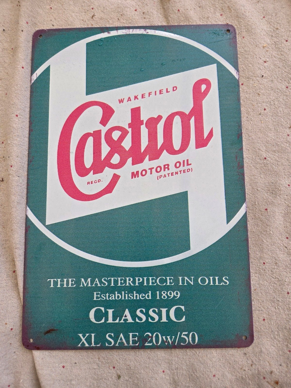 Castrol Reclamebord - Vintage Look Oliebord, Ophalen of Verzenden, Zo goed als nieuw, Reclamebord