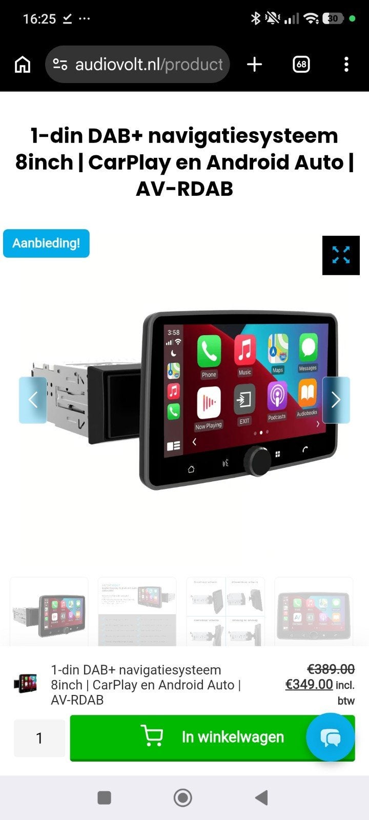 CarPlay Audiovolt 1 DIN Navigatiesysteem NIEUW, Ophalen of Verzenden, Nieuw
